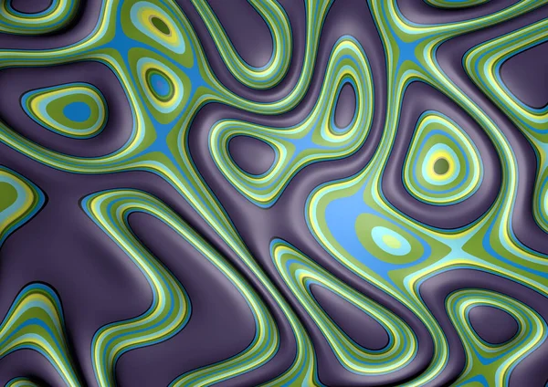 抽象的な幻想フロー流体インクアートの背景の3Dレンダリングイメージ青緑黄色のパステルカラー — ストック写真