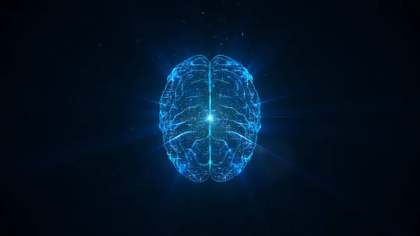 Abstract Blue Digital Brain Neural Network
