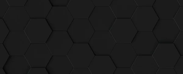 Hexagonal Black Background Texture Hexagonal Tiles Negative Space Technology Concept Stock Image