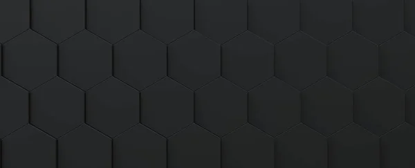 Hexagonal Black Background Texture Hexagonal Tiles Negative Space Technology Concept Stock Photo