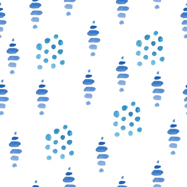 Безшовні акварельні руки малювали модний візерунок з сучасними геометричними фігурами. Овальне коло polka dot minimalism line elements. Електричний синій бірюзовий флот кольорів. Пухові елементи, море — стокове фото