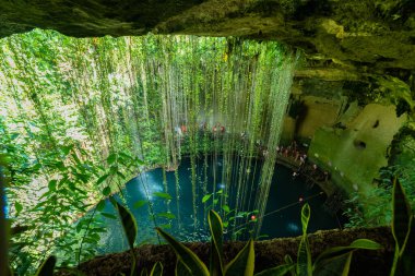 Yucatan most famous cenote Ik Kil Mexico North America clipart