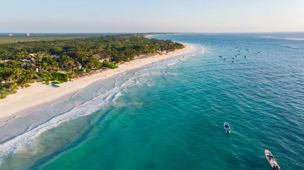 Vista Aérea Del Agua Turquesa Tulum Playa México América Del —  Fotos de Stock