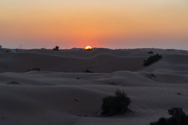Puesta Sol Desierto Dubai Dubai Emiratos Árabes Unidos —  Fotos de Stock