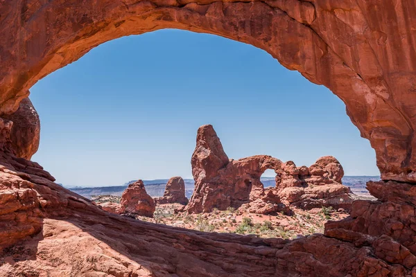 Όμορφη Turret Arch Δει Από Νότιο Παράθυρο Καμάρες Εθνικό Πάρκο — Φωτογραφία Αρχείου
