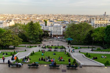 Paris 'ten Paris' in güzel manzarası Fransa Montmartre 'dan
