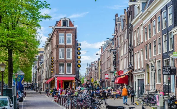 Beaux Trottoirs Amsterdam Plein Arbres Pays Bas — Photo