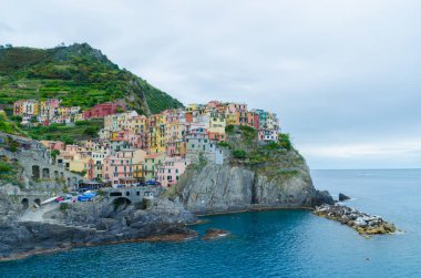 Manarola 'nın Cinque Terre İtalya' daki güzel manzarası.