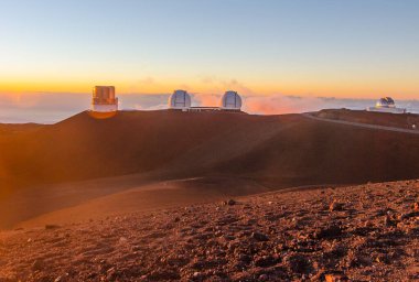 Mesmerizing view of sunset at Mauna Kea in Big Island Hawaii USA clipart