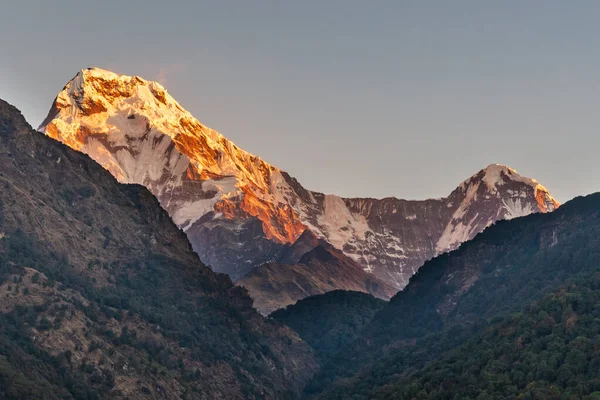 Hermosa Vista Del Amanecer Annapurna Sur Región Kaski Pokhara Nepal — Foto de Stock