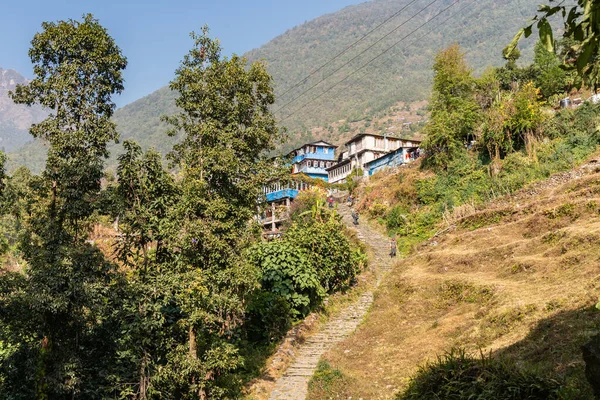 Hermosas Casas Pueblo Nepal Largo Caminata Ulleri Kaski Nepal — Foto de Stock
