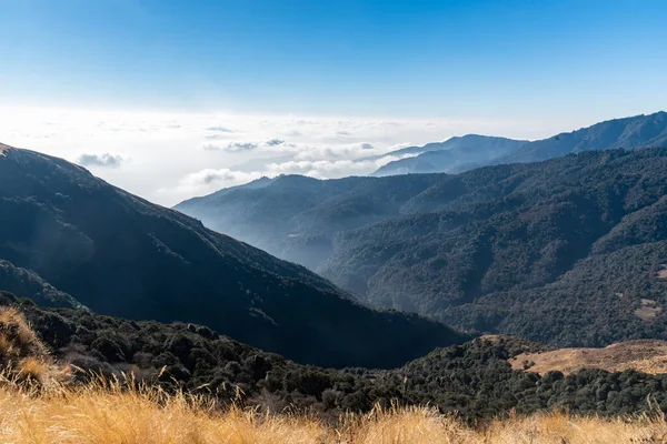 Majestuosa Vista Del Atardecer Que Extiende Través Cordillera Dhaulagiri Desde — Foto de Stock
