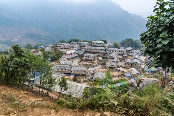 Hermosa Casa Pueblo Gurung Región Ghandruk Pokhara Nepal — Foto de Stock