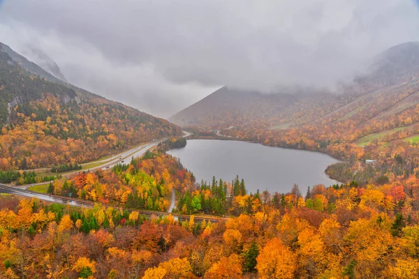 Vista Incrível Echo Lake Artistas Bluff Loop Nova Hampshire Eua — Fotografia de Stock