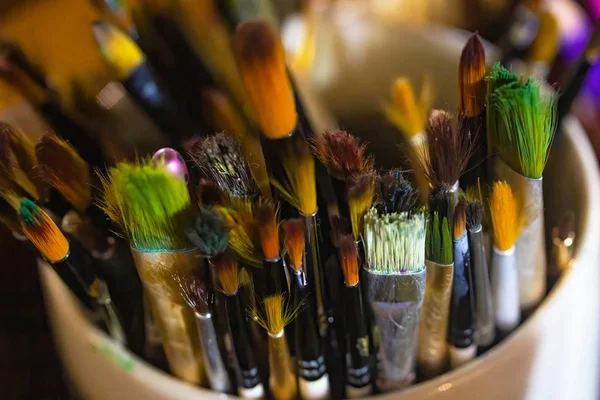 Konstnärlig Utrustning Paintbrush För Att Applicera Färg — Stockfoto