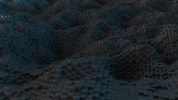 Abstrait Hexagone Mouvement Ondulé Fond Noir Surface Onde Bouclée Géométrique — Video