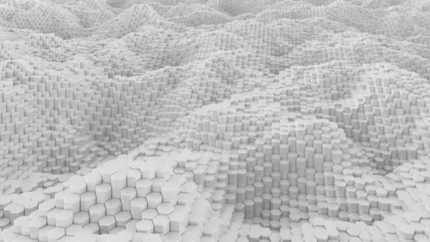 Абстрактное Шестиугольное Волнистое Движение Белого Фона Геометрическая Петля Поверхности Волны — стоковое видео