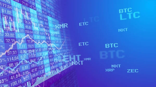 Tabelle Und Balkendiagramm Des Konzepts Der Börsenindizes Für Kryptowährungen Abstrakte Stockbild