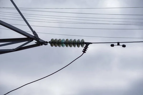 Isolador Linha Transmissão Elétrica Elemento Pilão Alta Tensão — Fotografia de Stock