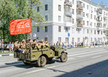 SAMARA, Rusya - 9 Mayıs 2019: 2. Dünya Savaşı 'ndaki zaferin yıldönümü onuruna askeri araç Dodge WC-51' in tarihi bir örneği.