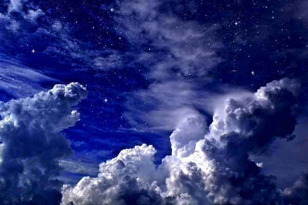 Fabulous Starry Sky Cumulus Clouds — Stock Photo, Image