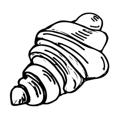 El yapımı kruvasan. Vektör beyaz arkaplanda izole edildi. Fransız kahvaltısı. Basit çizgiler