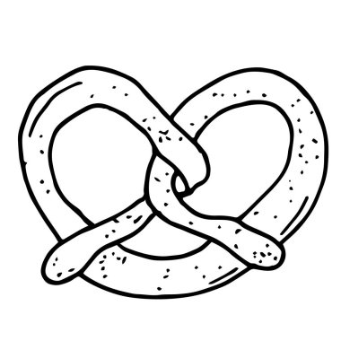 Elle çizilmiş tuzlu kraker. Robot resim. Çizgi sanat vektörü izole ögesi