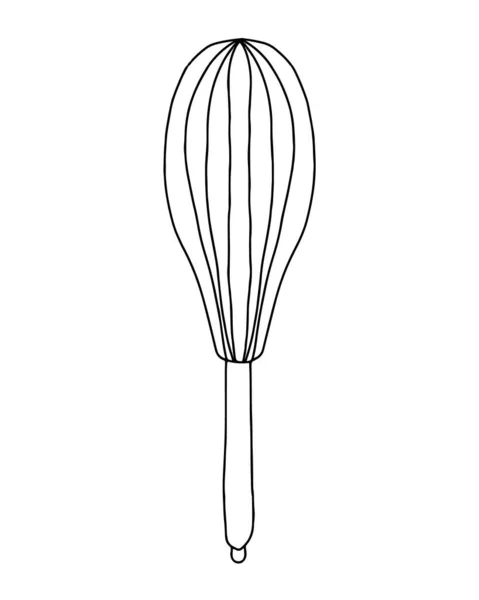 Hand Drawn Whisk Kitchenware Doodle Style Vector Isolated Outline — Stock Vector