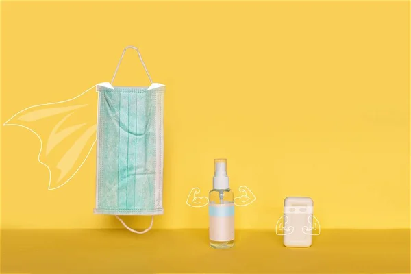 Zamanımızın süper kahramanları bakteri ve virüslere karşı savaşıyor: antiseptik, sabun ve tıbbi maske.