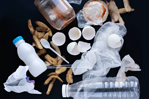 Recykling Śmieci Odpadów Sortowanie Śmieci Odpadów Zatrzymaj Plastik Zielone Odpady — Zdjęcie stockowe