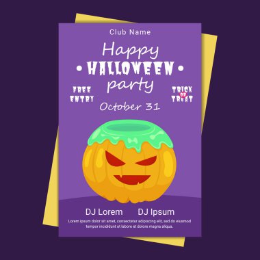 Cadılar Bayramı partisi davetiye illüstrasyonu