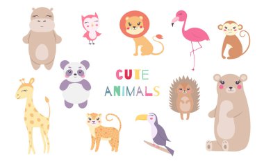 Renk vektör hayvanları illüstrasyonu