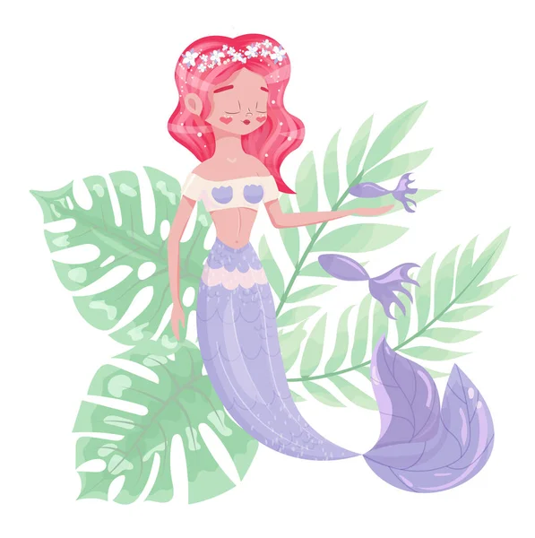 Ilustración Sirena Vector Color — Vector de stock