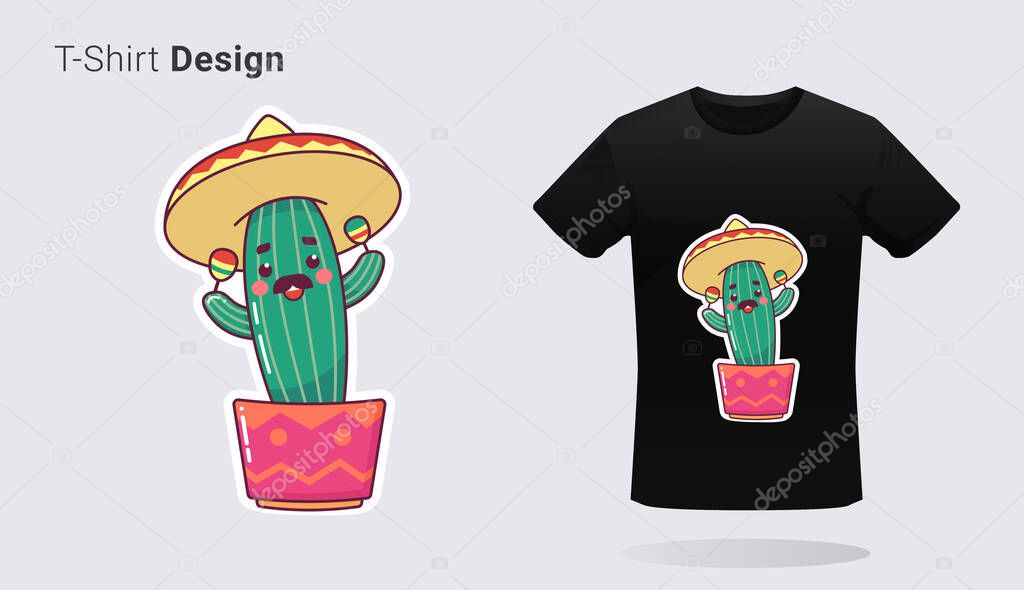 Color vector cactus illustration