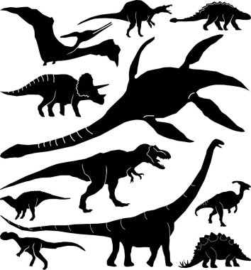 Dinozor İzole Edilmiş Koleksiyon Vektör Özeti