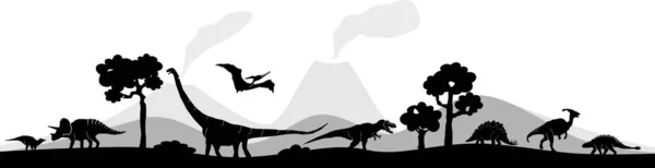 Dinosaurus Geïsoleerde Vector Landschap — Stockvector