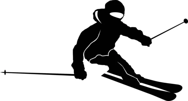 Vinter Sport Ski Silhouette Illustration — Stock vektor