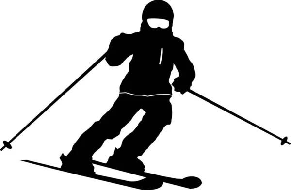 Illustration Wintersport Ski Silhouette — Stockvektor