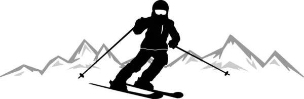 Vinter Sport Ski Silhouette Illustration — Stock vektor