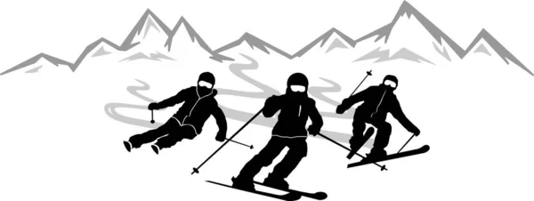 Winter Sport Ski Silhouette Illustration Group