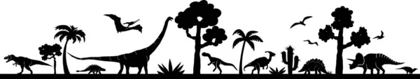 Dinosaure Paysage Nature Silhouette Vector — Image vectorielle