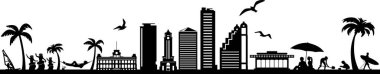 Skyline Honolulu Hawaii Siluet Vektör Hattı
