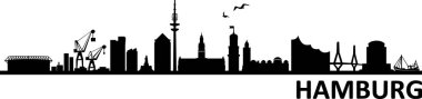 Hamburg City Skyline Vector Silhouette Outline