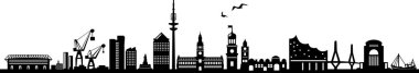 Hamburg City Skyline Vector Silhouette Outline