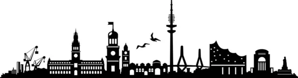 Profilo Della Silhouette Vettoriale Hamburg City Skyline — Vettoriale Stock