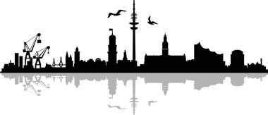 Hamburg City Skyline Vector Silhouette Outline