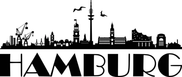 Hamburg City Skyline Vector Silhouette Outline