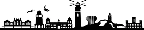 Isola Ruegen Skyline Vector Silhouette — Vettoriale Stock