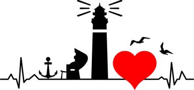 North Sea Skyline Silhouette Love Heart Puls clipart