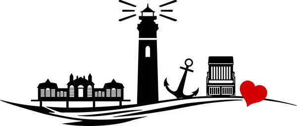 Kuzey Denizi Skyline Siluet Aşk Kalbi Çekiyor